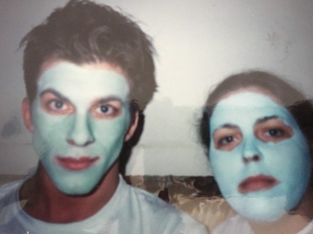 Dan Renzi and a friend with face masks