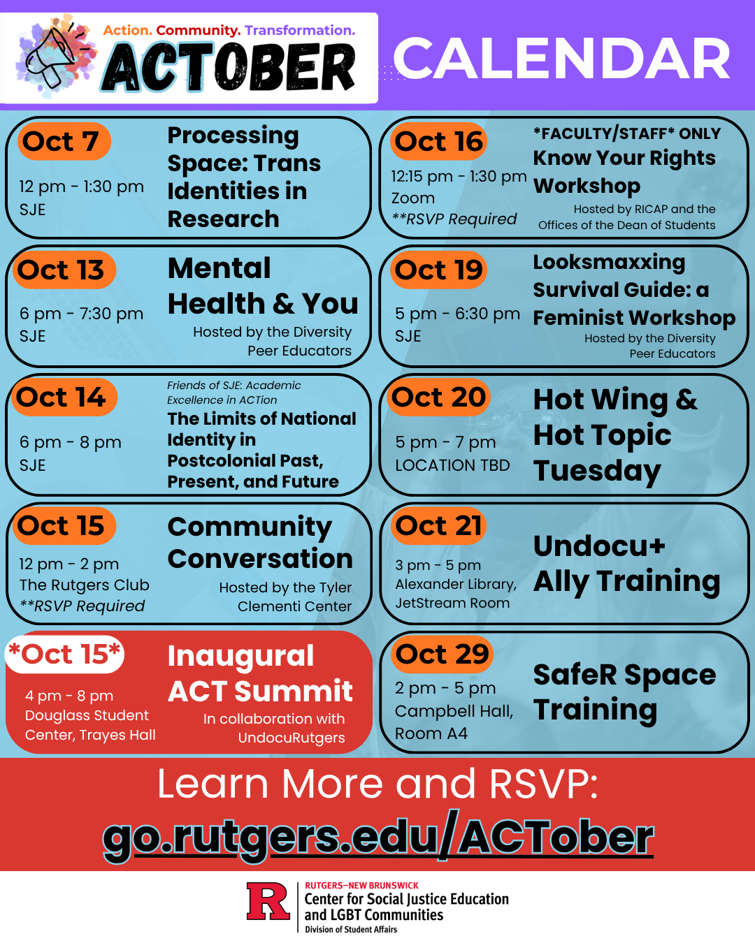 ACTober Calendar with event details